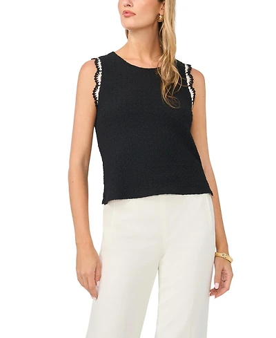 Vince Camuto Women's Crewneck Scallop Trim Tank Top