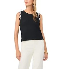 Vince Camuto Women's Crewneck Scallop Trim Tank Top