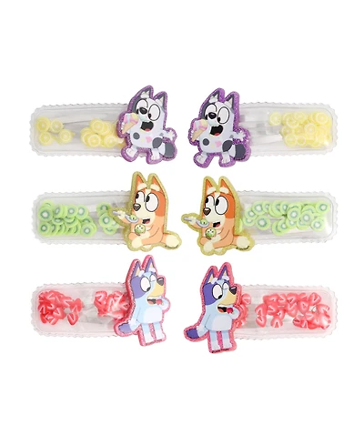 Bluey Hair Clip 6-Piece Set Official License, Snap Back Shaker Hair Clips, Bluey Accessories