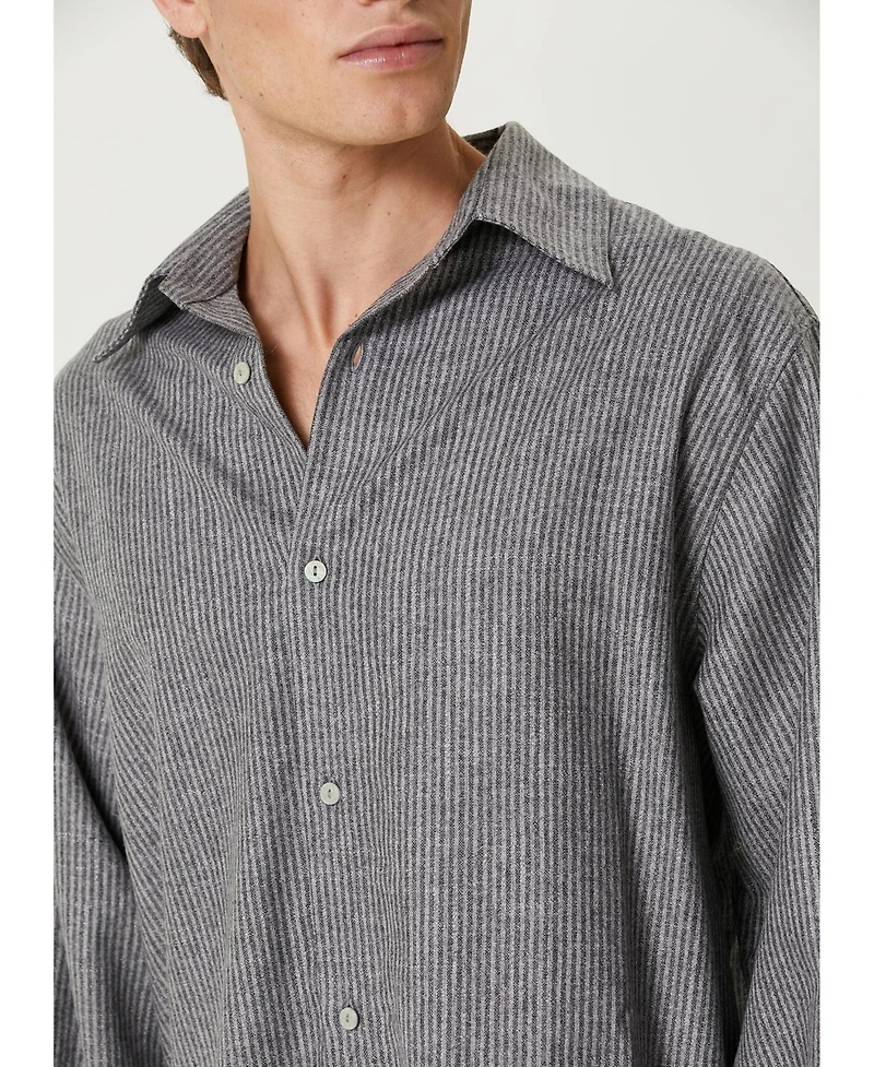 Pcfg Men's Wool-Cashmere Blend Striped Long-Sleeve Shirt