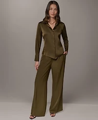 Donna Karan New York Petite Collared Button-Up Blouse