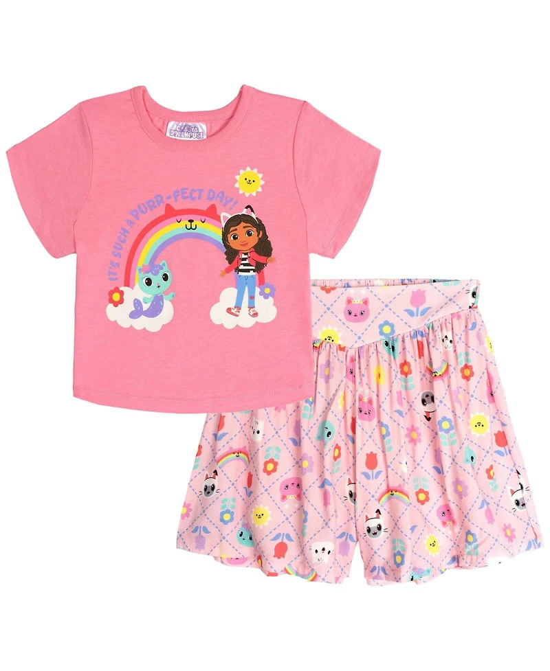 Gabby's Dollhouse Toddler Girls' 2T-4T 2-Piece T-Shirt and Skort Set