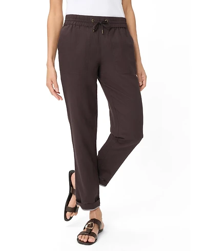 Olsen Women's Cotton-Linen Blend Cropped Pant