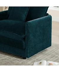 Boyel Living Chenille Two-Seater Sofa with 1 Footrest, 2 Seater L-Shaped Sectional Ottoman,Loveseat Ottoman for Small