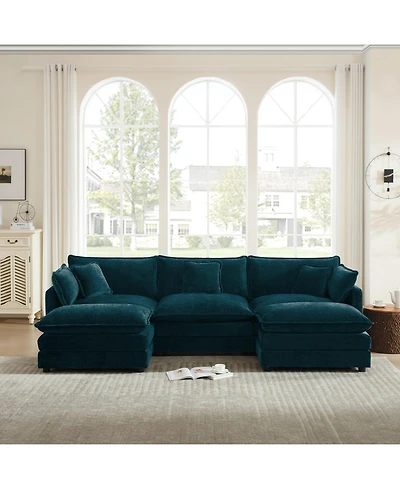 Boyel Living Sectional Sofa with Reversible Footrest, Convertible Couch 2 Ottomans, Modern Minimalist and for Room