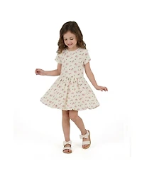 Andy & Evan Toddler Girls Blush Floral Knit Seersucker Bubble Dress