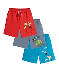 Sesame Street Toddler Boys' 2T- 4T Athletic French Terry Shorts Multipack