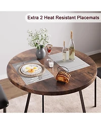 gaomon Dining Table Set for 2, Kitchen Table and Chairs for 2 with Upholstered Chairs, 3Pcs Dining Room Table Set, Round Kitchen Table Set