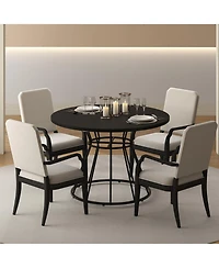 Slickblue Farmhouse Style Round Dining Table 47 Inch Wooden Top for 4 Seats