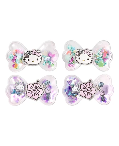 Hello Kitty Mermaid Hair Clips 4-Piece Set Official License, Snap Back Shaker Hair Clips, Sanrio Accessories