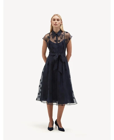 Hobbs London Women's Tess Sheer Polka Dot Shirt Dress