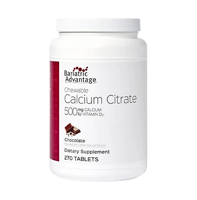 Bariatric Advantage Calcium Citrate Chewable 500 mg - for Bariatric Surgery Patients - High-Potency, Easy-Digest Tablets