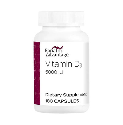 Bariatric Advantage Vitamin D3 5,000 Iu - Bariatric Vitamin D Capsules - Water-Miscible - Bone Strength Support - Easy Swallow Capsule