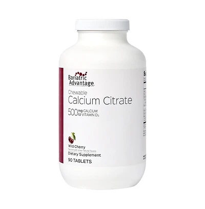 Bariatric Advantage Calcium Citrate Chewable 500 mg - for Bariatric Surgery Patients - High-Potency, Easy-Digest Tablets