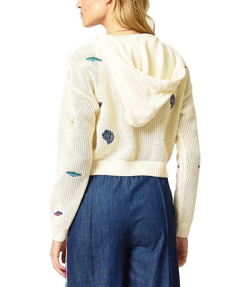 Central Park West Women's Eden Palm Tree Mesh Cardigan