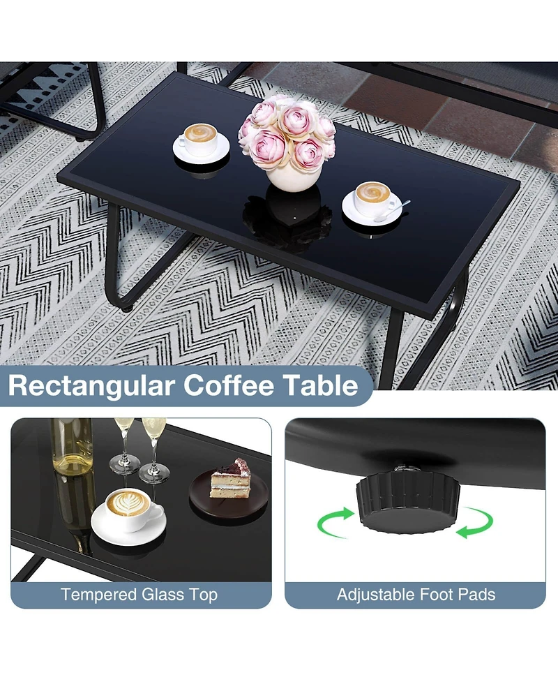 Costway Piece Patio Furniture Set Fabric Lawn Chairs and Loveseat with Coffee Table