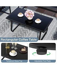 Costway Piece Patio Furniture Set Fabric Lawn Chairs and Loveseat with Coffee Table
