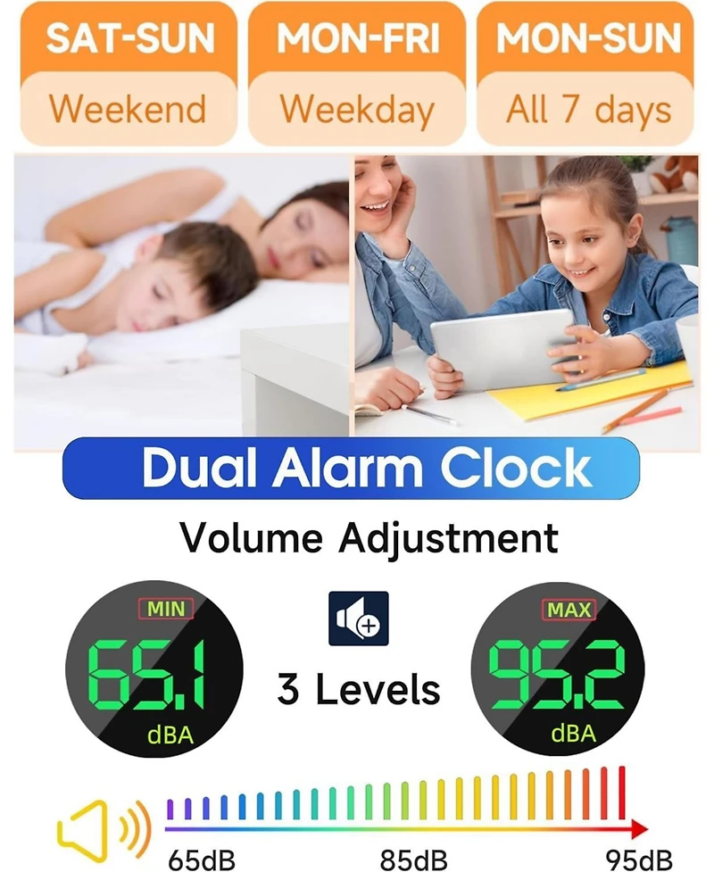 Neewer Loud Alarm Clock for Heavy Sleepers,Adults,Kids,Teens,Large Digital Display,7 Color Night Light,Adjustable Volume,Battery Backup