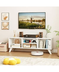 Slickblue Media Tv Console Table with Raised Support Legs and Storage Shelves