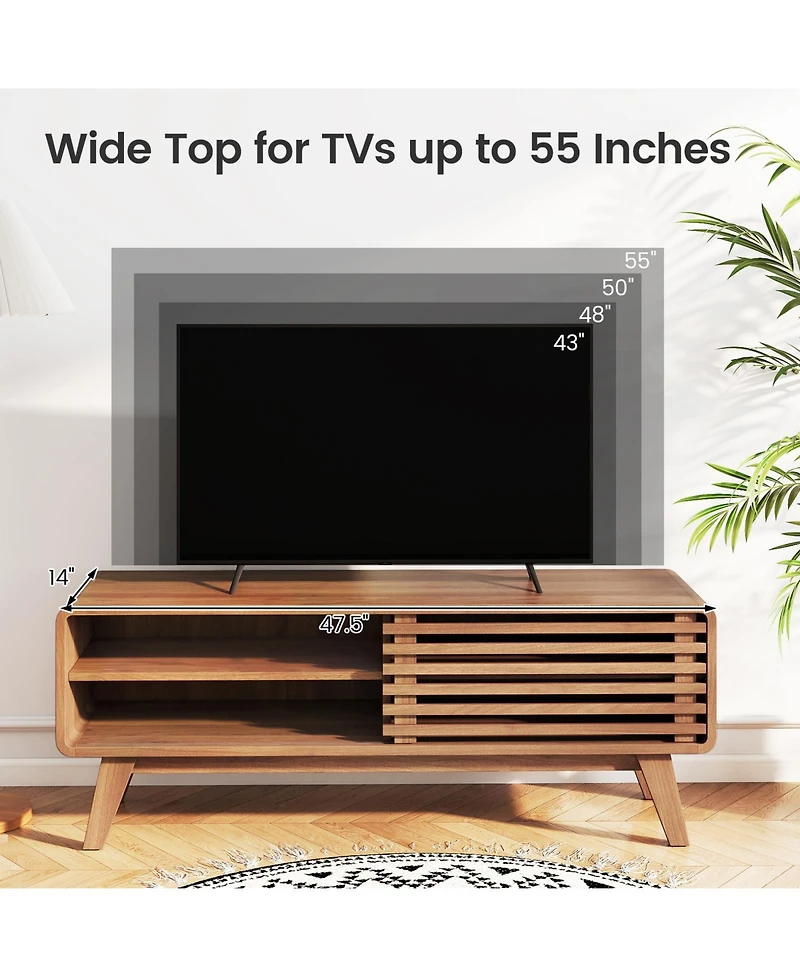 Slickblue Modern Tv Stand with Sliding Door and Adjustable Shelving