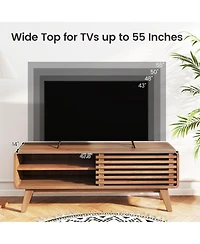 Slickblue Modern Tv Stand with Sliding Door and Adjustable Shelving
