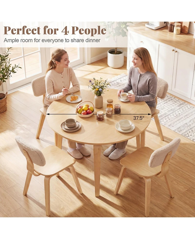 Slickblue Small Space Round Dining Table with Rubber Wood Legs for Home Use