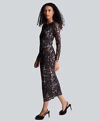 Kenneth Cole Women's Knot Front Long-Sleeve Midi Dress