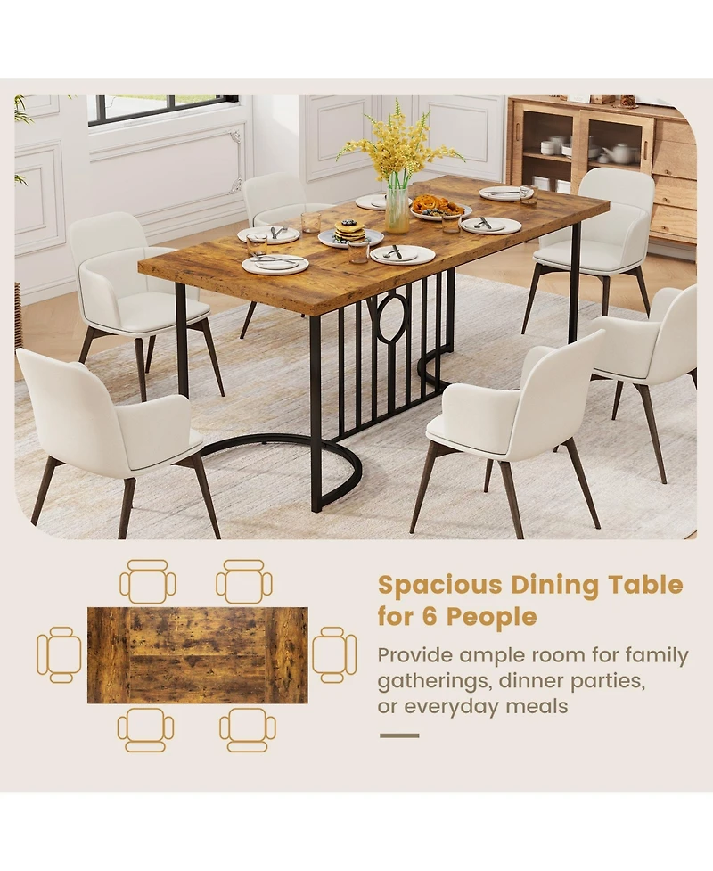 Slickblue Large Rectangular Dining Table, Wood Top Seating for 6-8 People