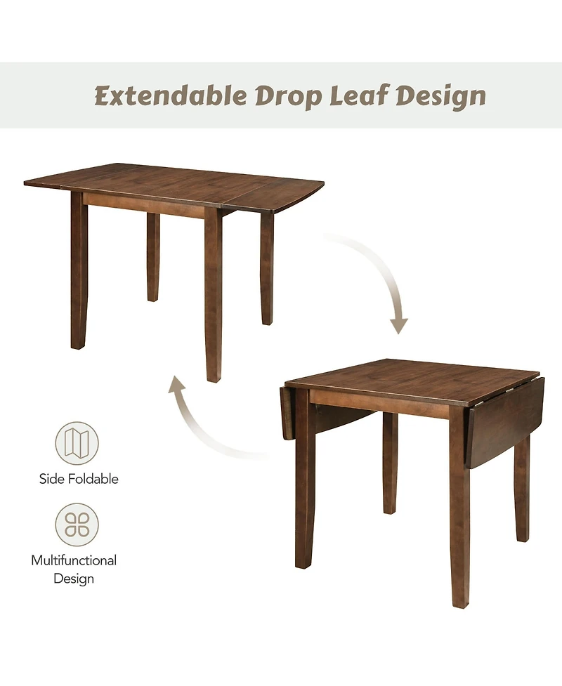 Boyel Living 3-Piece Wood Drop Leaf Breakfast Nook Dining Table Set with 2 X-back Chairs for Small Places