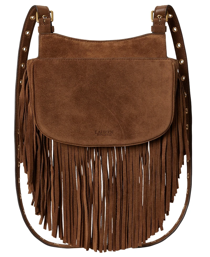 Lauren Ralph Lauren Marcy Fringe Trim Small Crossbody Handbag