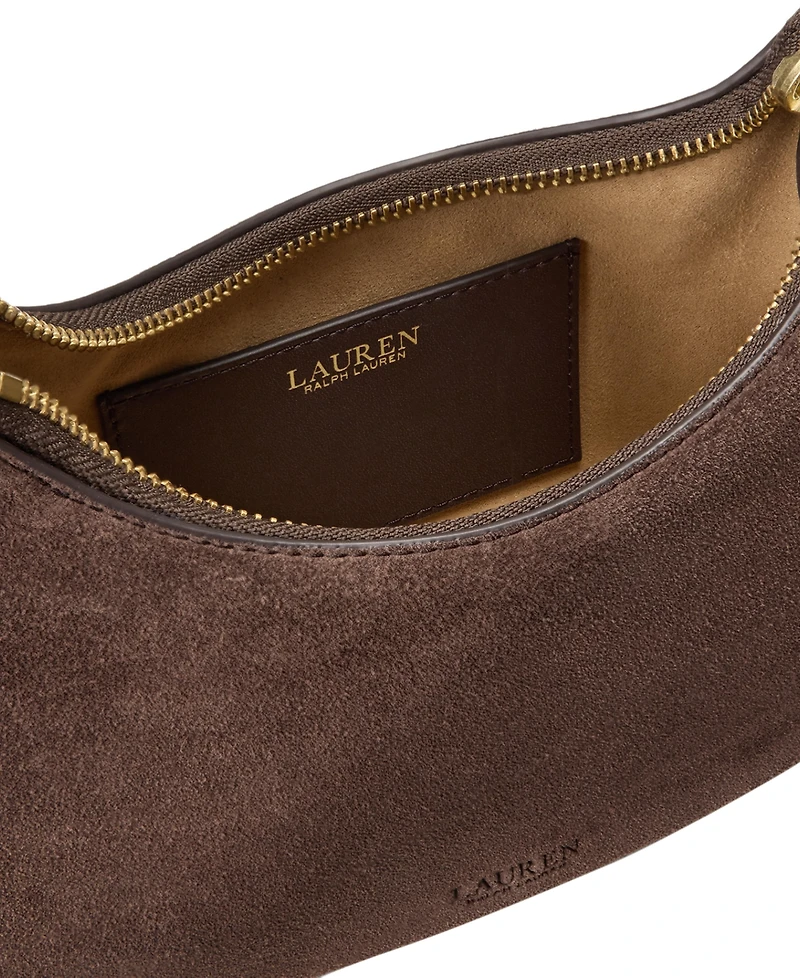 Lauren Ralph Marcy Suede Zipper Mini Shoulder Handbag