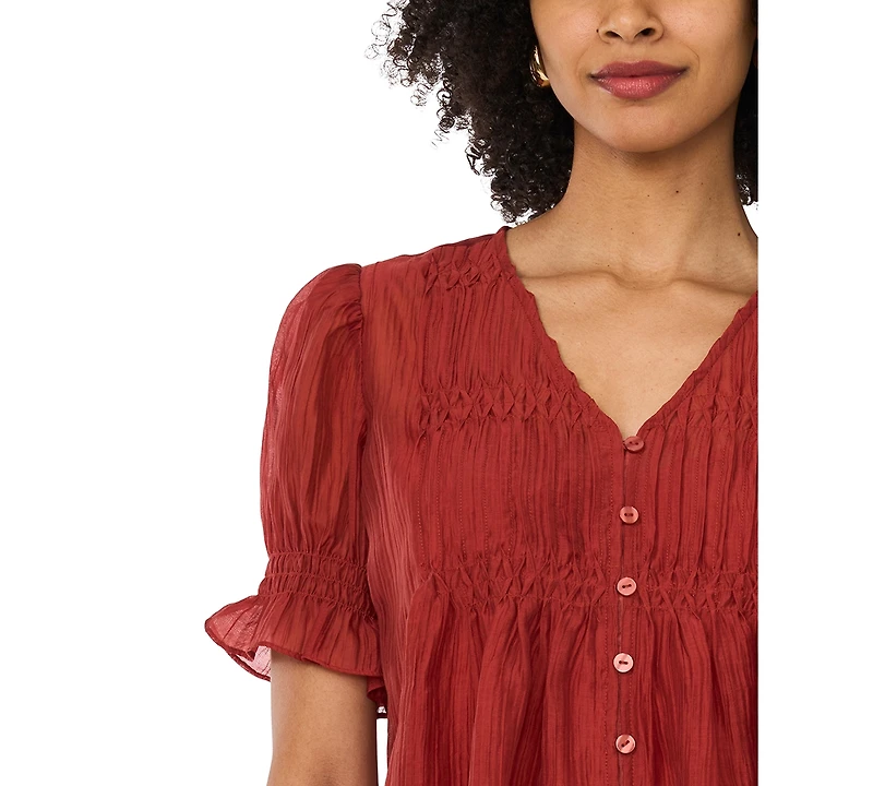 Vince Camuto Women's Pintuck Short-Sleeve Top