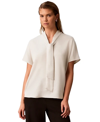 Calvin Klein Petite Tie-Front Short-Sleeve Top