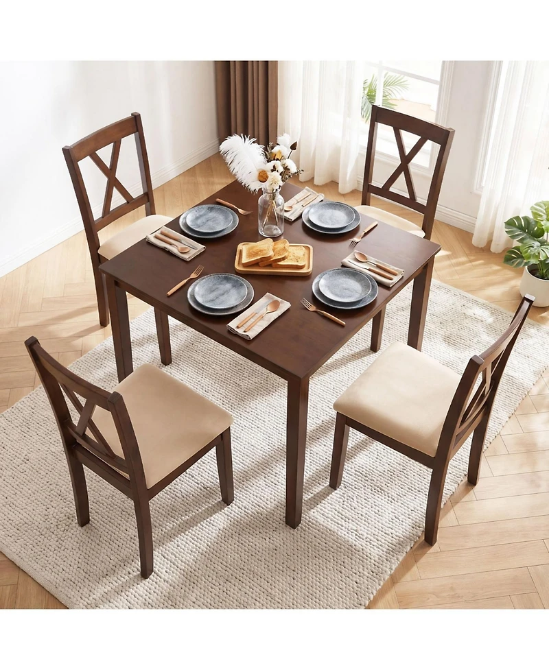 Slickblue Square Farmhouse Dining Table for 4 People, Kitchen and Dining Use