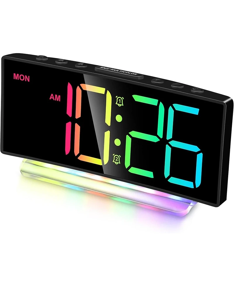 Neewer Extra Loud Alarm Clock for Heavy Sleepers Adults,Teens,Kids,Rainbow Clock for Bedroom,Small Bedside Digital Clock with Large Display