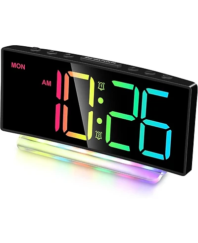 Neewer Extra Loud Alarm Clock for Heavy Sleepers Adults,Teens,Kids,Rainbow Clock for Bedroom,Small Bedside Digital Clock with Large Display