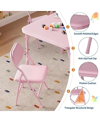 homfan Kids Folding Table and Chairs Set, 23.8 Inch Square Table with Pu Cushion and Metal Frame for Playroom or Bedroom
