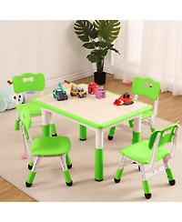 homfan Adjustable Kids Table and 4 Chairs Set, 31.5 Inch Multi Activity with Non Slip Legs for Playroom or Nursery