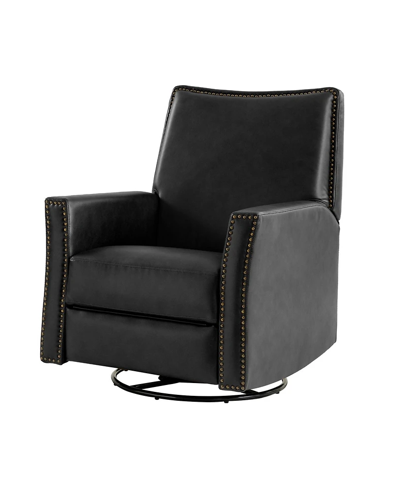 Hulala Home Jerseyville Transitional Leather Swivel Rocker Manual Recliner