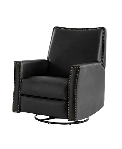 Hulala Home Jerseyville Transitional Leather Swivel Rocker Manual Recliner