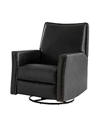 Hulala Home Jerseyville Transitional Leather Swivel Rocker Manual Recliner