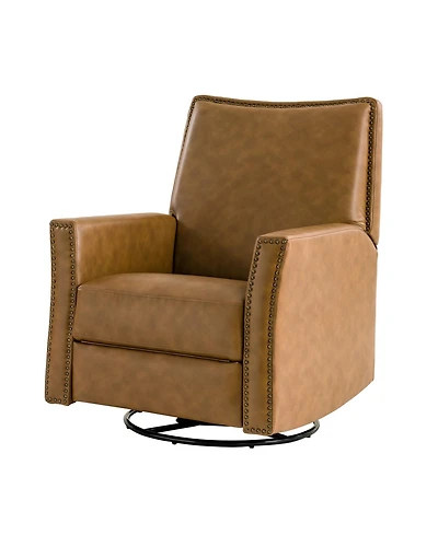 Hulala Home Jerseyville Transitional Leather Swivel Rocker Manual Recliner