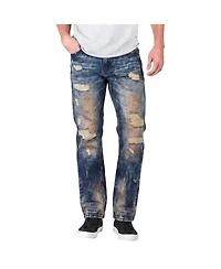 Level 7 Men's Relaxed Straight Fashion Washed Jeans