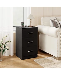 Slickblue Nightstand with Charging Station and 3 Storage Drawers Bedside Table