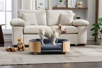 Zeny Mid Scandinavian Style Elevated Dog Bed Pet Sofa with Solid Wood legs and Bent Back, Velvet Cushion