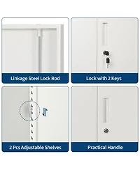 homfan Steel Storage Cabinet with Lock 36inch Tall Filing Locker 2 Adjustable Shelves - Secure Metal Organizer for Office, Home