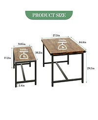 homfan 4-Piece Space Saving Dining Set, Sturdy Engineered Wood Metal Frame Bench Set Easy Care Home Furniture