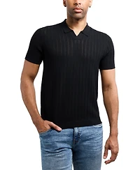 Xray Men's Johnny Collar Textured Rib Rows Sweater Polo