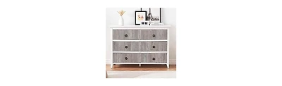 gaomon 6-Drawer Fluted Dresser, Wide Wood Chest with Deep Storage