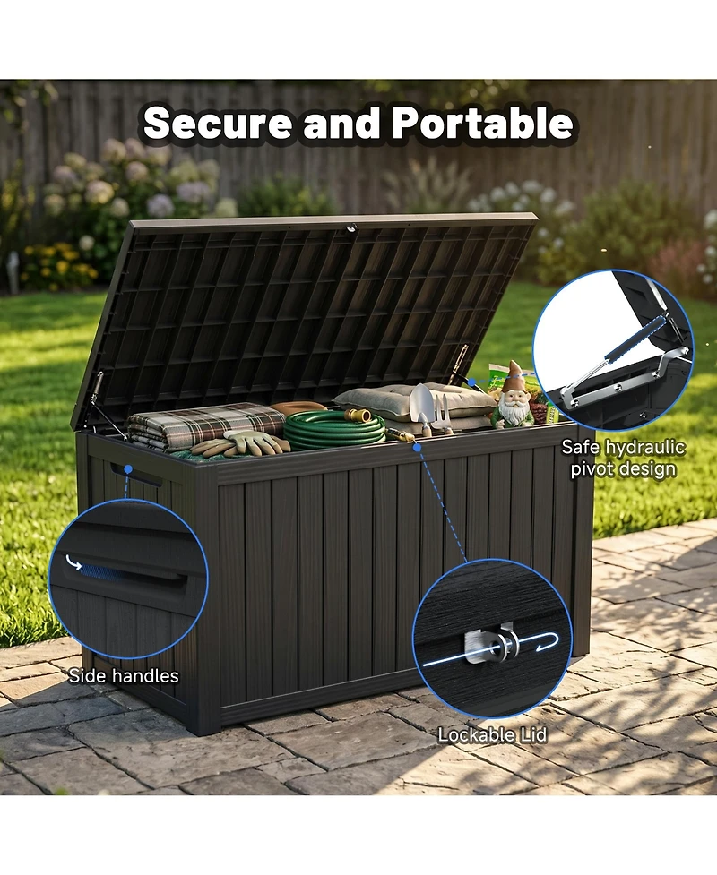 Zeny 180 Gallon Large Outdoor Storage Xxl Deck Box for Patio Furniture, Garden Tools and Sports/Pools Equipment, Waterproof Resin, Lockable